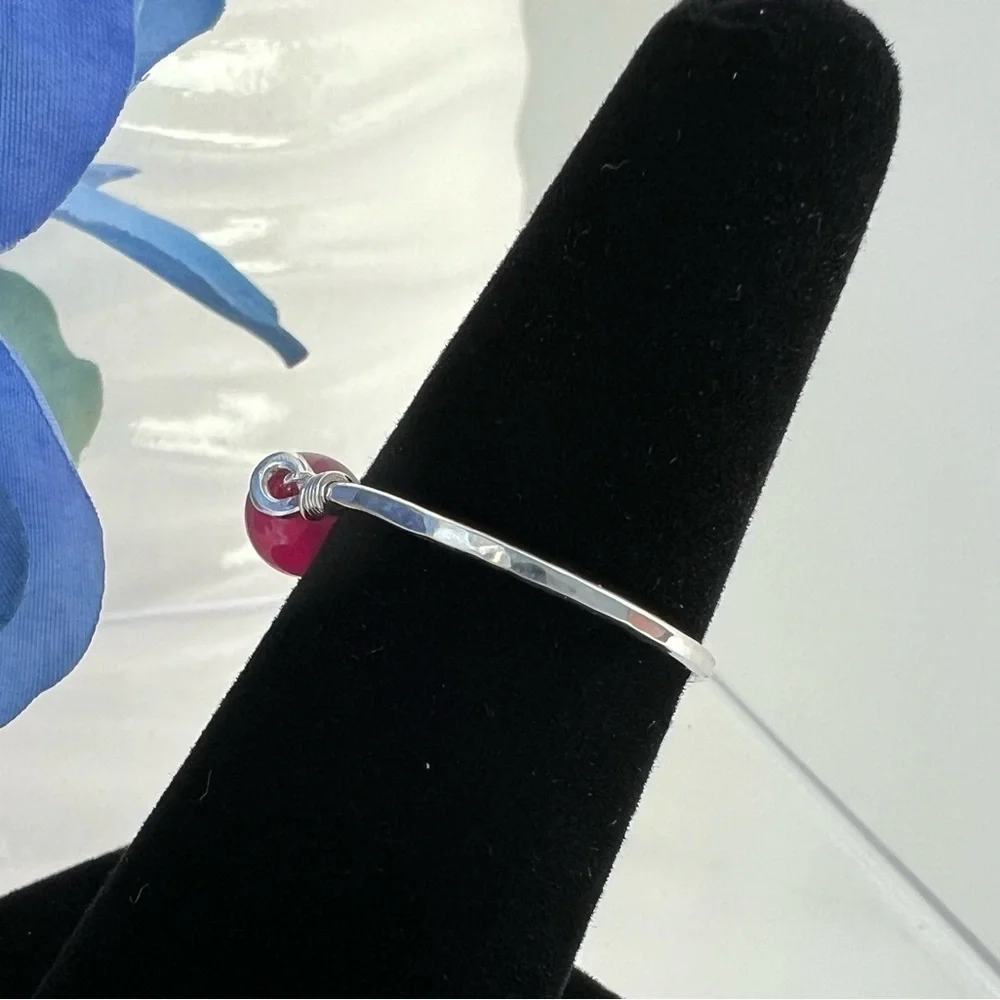 Genuine Ruby Sterling Silver or Gold Filled Wire Wrapped Ring